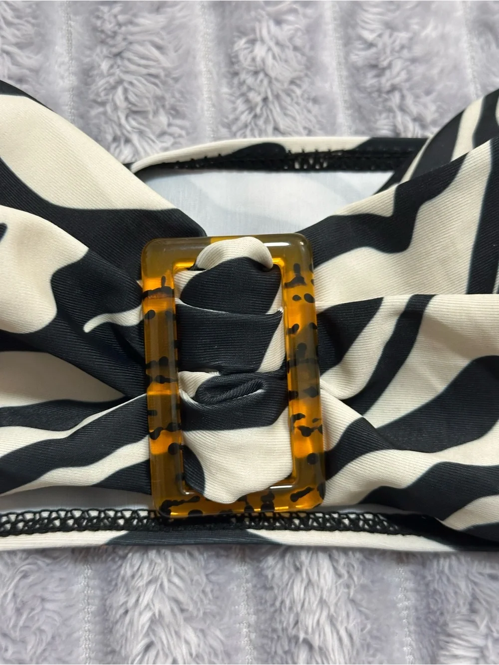 Women's Zebra-Print Bandeau Bikini Set - Black & White